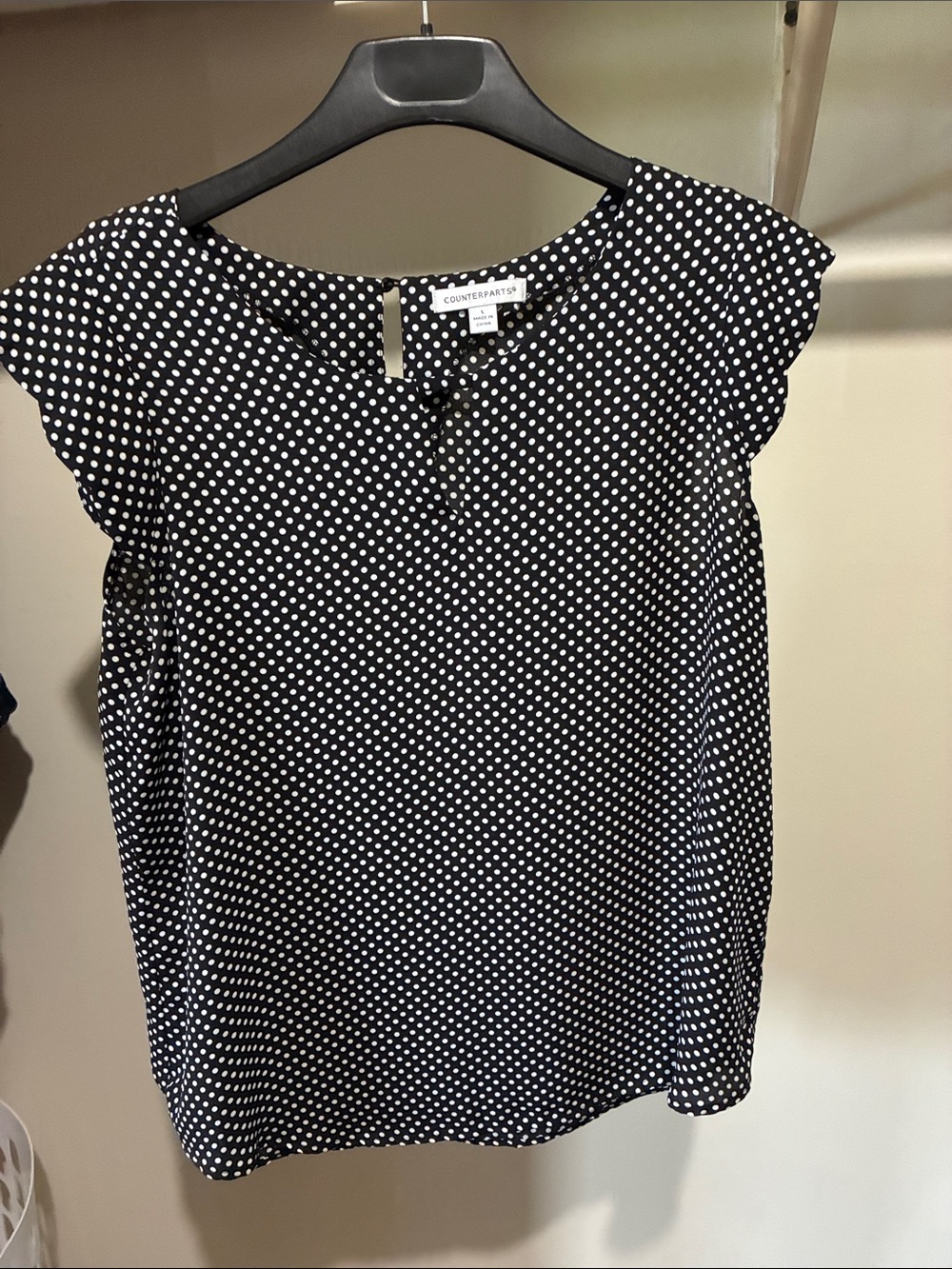 Counterparts Black and White Polka Dot Flutter Sleeve Blouse